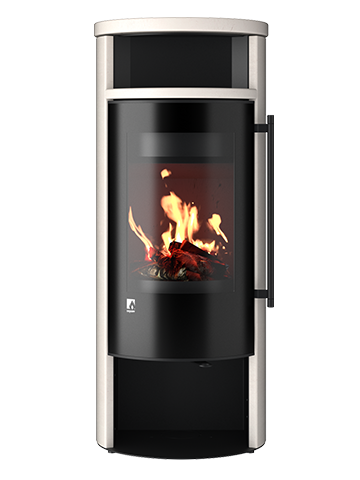 Kaminofen Drooff Aprica 2 Plus Trend PremiumWhite ohne Holzfachtür mit Teefachbelnde Stahl Raumluftunabhängig (RLU)