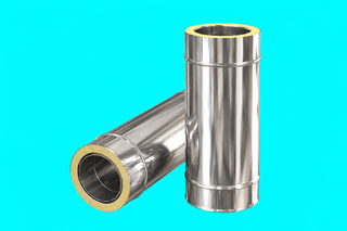 Edelstahlschornstein 0,8mm Premium Längenelement 500 mm m. integr. Wandfutter kürzbar