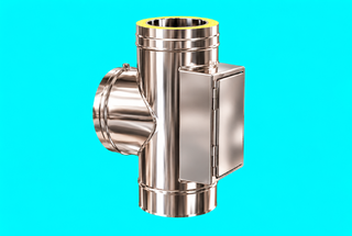 Edelstahlschornstein 1,0mm Premium T-Anschluss 90° inkl. Reinigung gegenüberliegend