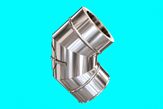 Edelstahlschornstein 1,0mm Premium Winkel 90° mit Revision