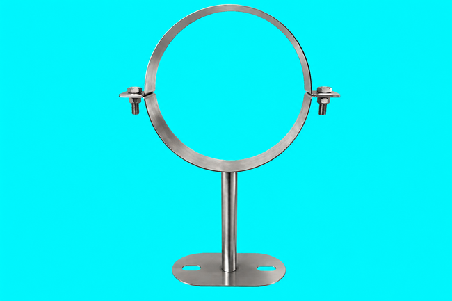 Wandhalter -250 mm kürzbar für Edelstahlrohr doppelwandig DN 130 mm, Senotherm gussgrau #288