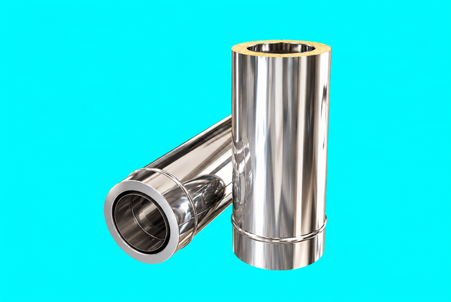 Edelstahlschornstein 1,0mm Premium Längenelement 500 mm m. integr. Wandfutter kürzbar