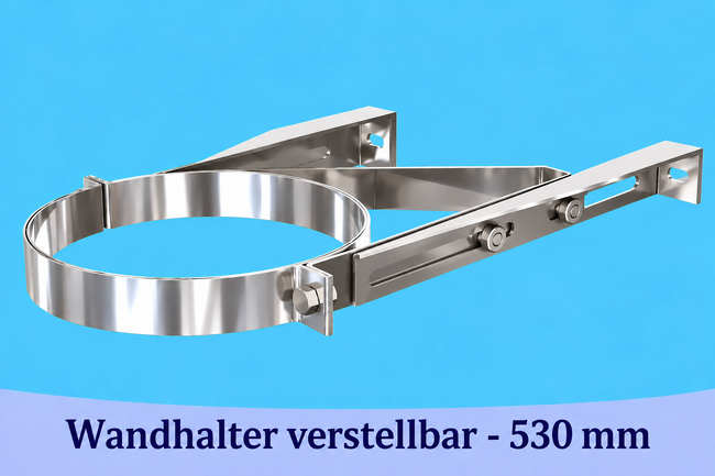Edelstahlschornstein Wandhalter verstellbar - 530 mm