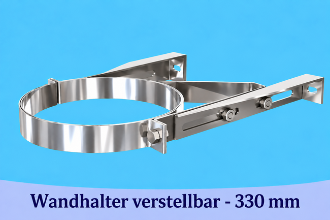 Edelstahlschornstein Wandhalter verstellbar - 330 mm