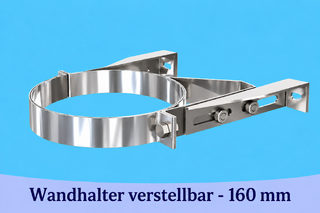Edelstahlschornstein Wandhalter verstellbar - 160 mm