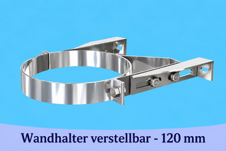 Edelstahlschornstein Wandhalter verstellbar - 120 mm