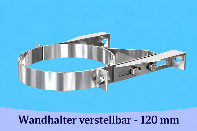 Edelstahlschornstein Wandhalter verstellbar - 120 mm