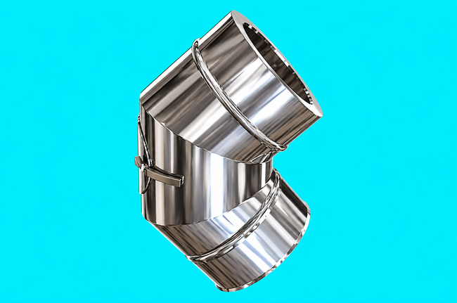 Edelstahlschornstein 0,8mm Premium Winkel 90° mit Revision DW 80