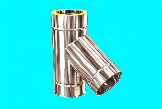 Edelstahlschornstein 1,0mm Premium T-Anschluss 45° DW 113
