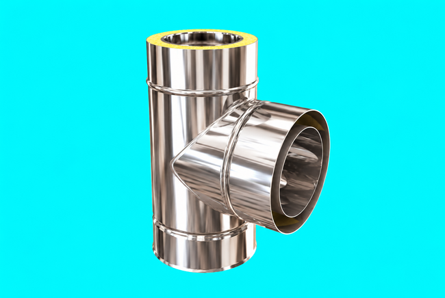 Edelstahlschornstein 1,0mm Premium T-Anschluss 90° DW 80