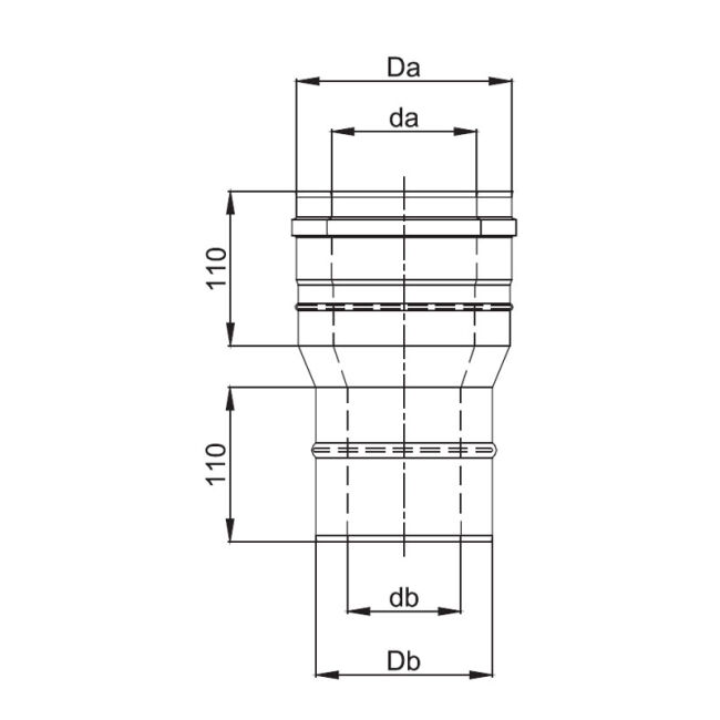 Luft Abgas System konzentrisch Reduzierung  DN 80/125