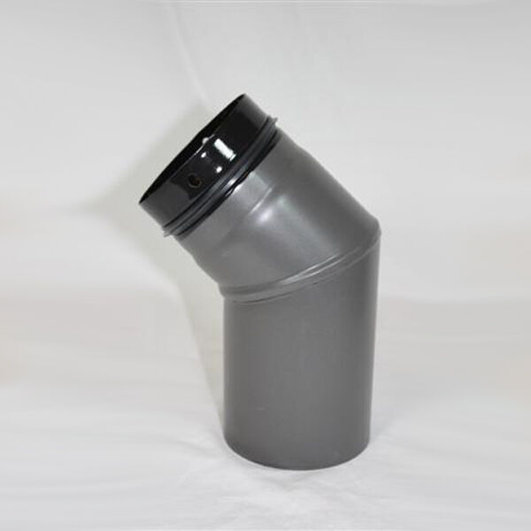 2-teiliger Pellet-Bogen geschweißt 45° DN 100 mm, gussgrau emailliert ohne Reinigungsöffnung