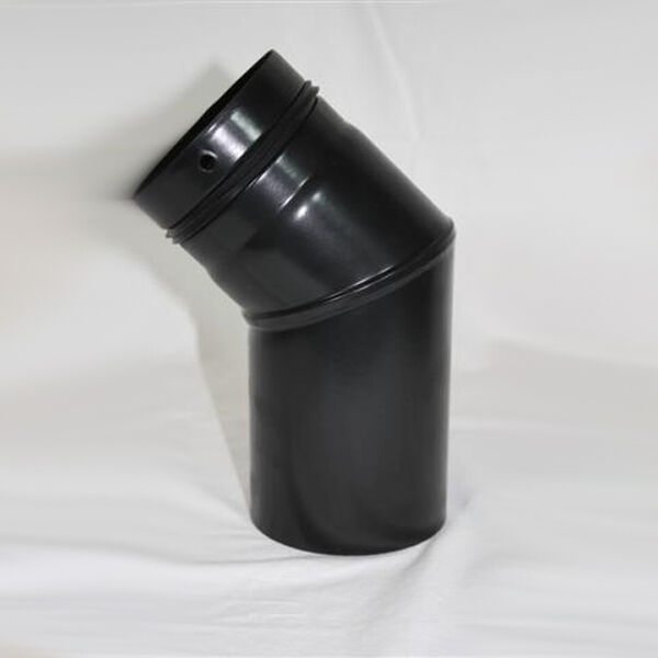 2-teiliger Pellet-Bogen geschweißt 45° DN 125 mm, matt schwarz emailliert ohne Reinigungsöffnung