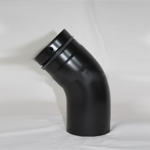 Pellet-Bogen glatt 45° DN 100 mm, matt schwarz emailliert ohne Reinigungsöffnung