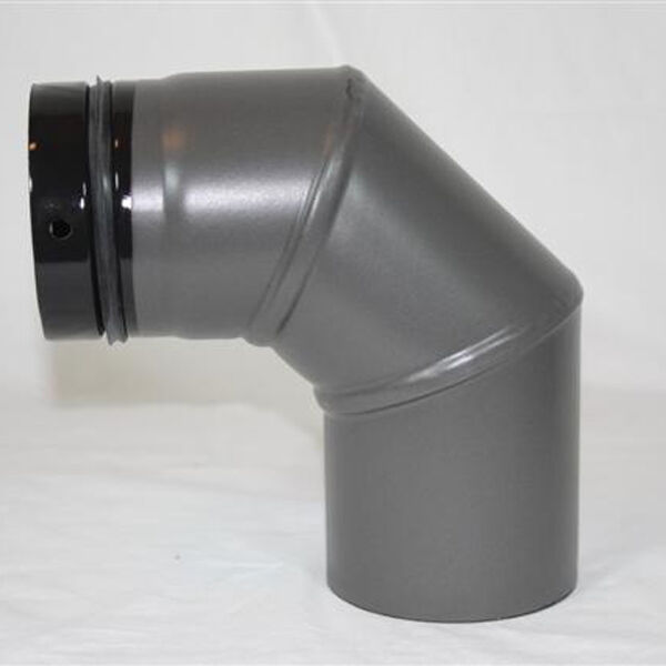 3-teiliger Pellet-Bogen geschweißt 90° DN 80 mm, gussgrau emailliert ohne Reinigungsöffnung