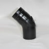 Pellet-Bogen glatt 45° DN 100 mm, matt schwarz emailliert mit Reinigungsöffnung