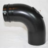 Pellet-Bogen glatt 90° DN 100 mm, matt schwarz emailliert mit Reinigungsöffnung