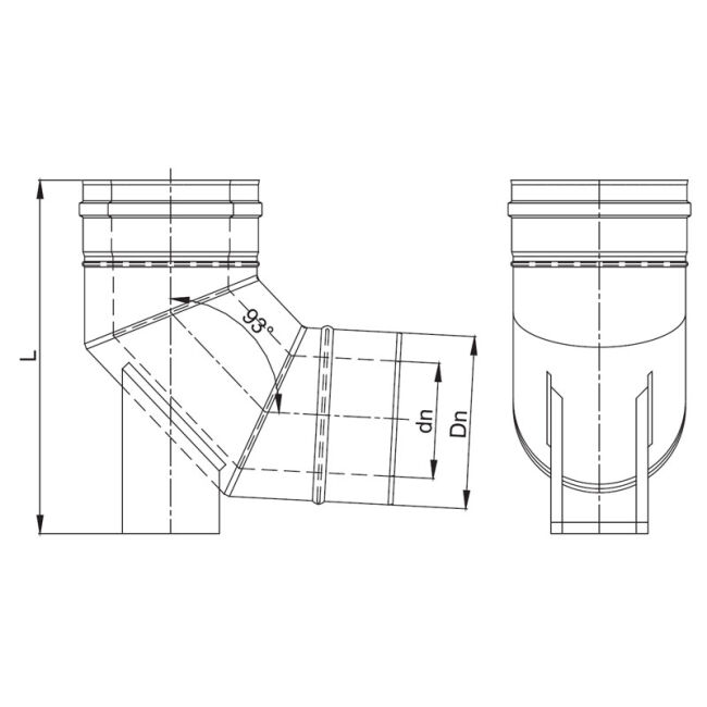 Luft Abgas System konzentrisch 93° Bogen mit Auflage lackiert DN 60/100