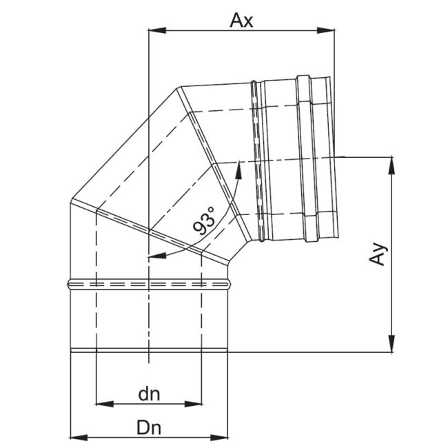 Luft Abgas System konzentrisch 93° Bogen  DN 60/100