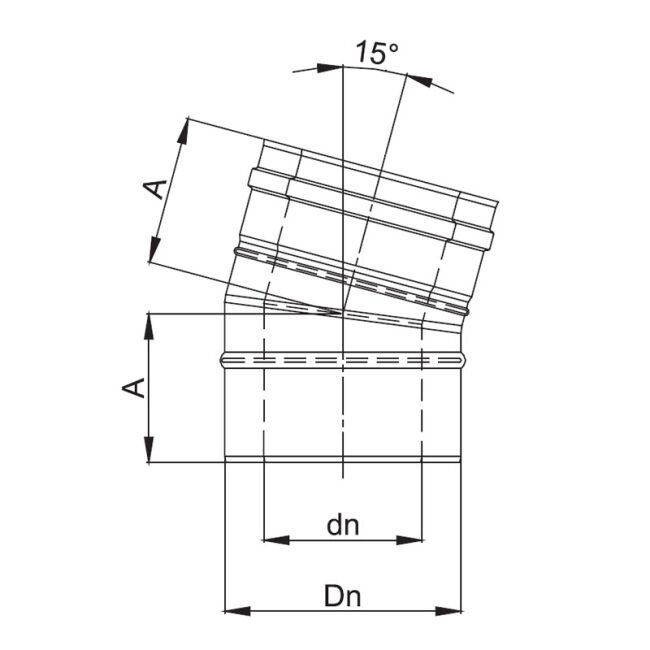Luft Abgas System konzentrisch 15° Bogen lackiert DN 60/100