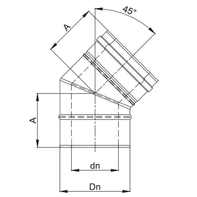 Luft Abgas System konzentrisch 45° Bogen lackiert DN 60/100
