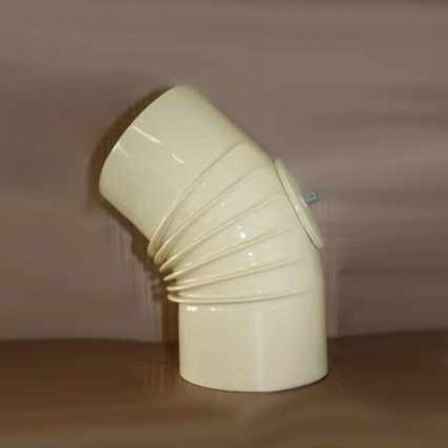 Bogen 45° DN 100 mm gerippt mit Reinigungsöffnung, High-Quality-Line beige emailliert
