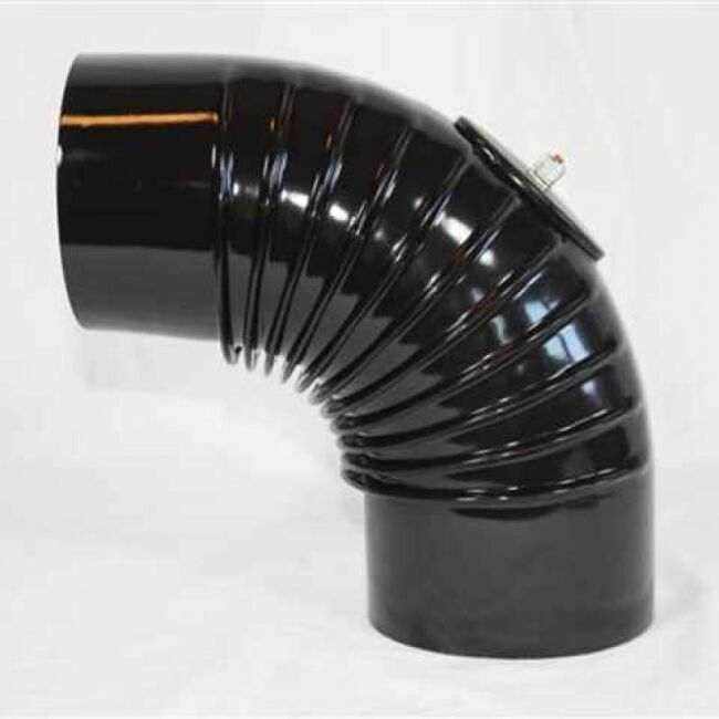 Bogen 45° DN 100 mm gerippt mit Reinigungsöffnung, High-Quality-Line matt schwarz