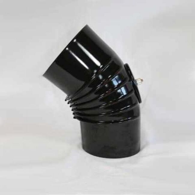 Bogen 45° DN 120 mm gerippt mit Reinigungsöffnung, High-Quality-Line schwarz glänzend