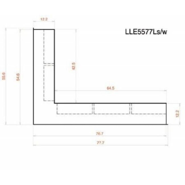 CB Eckluftleiste 547x766 mm weiß kurzer Schenkel li.