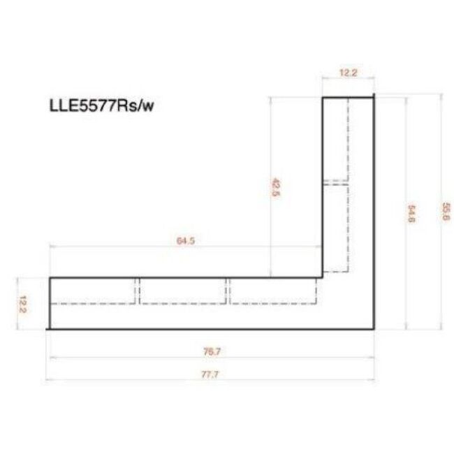 CB Eckluftleiste 547x766 mm weiß kurzer Schenkel re.