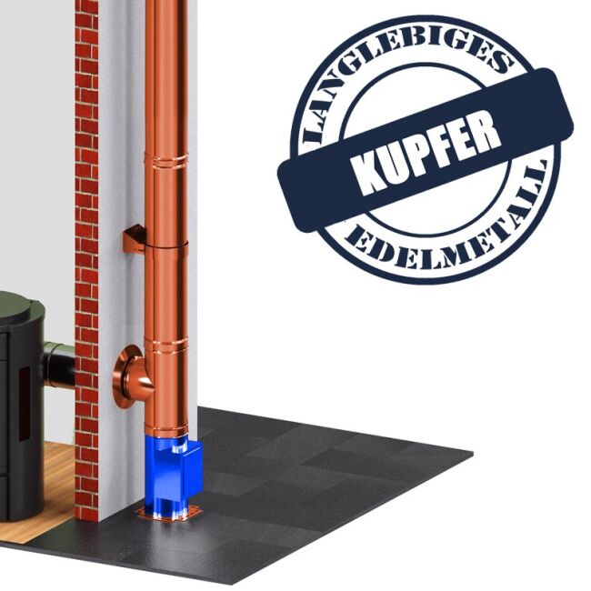 DINAK Kupferschornstein Reinigungs-T-Stück mit Deckel DW Ø 100