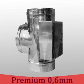 Edelstahlschornstein 0,6 mm Premium T-Anschluß 90° inkl. Reinigung gegenüberliegend