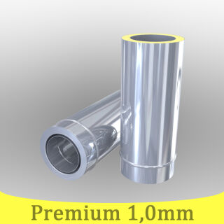 Edelstahlschornstein 1,0mm Premium Längenelement 1000 mm m. integr. Wandfutter kürzbar