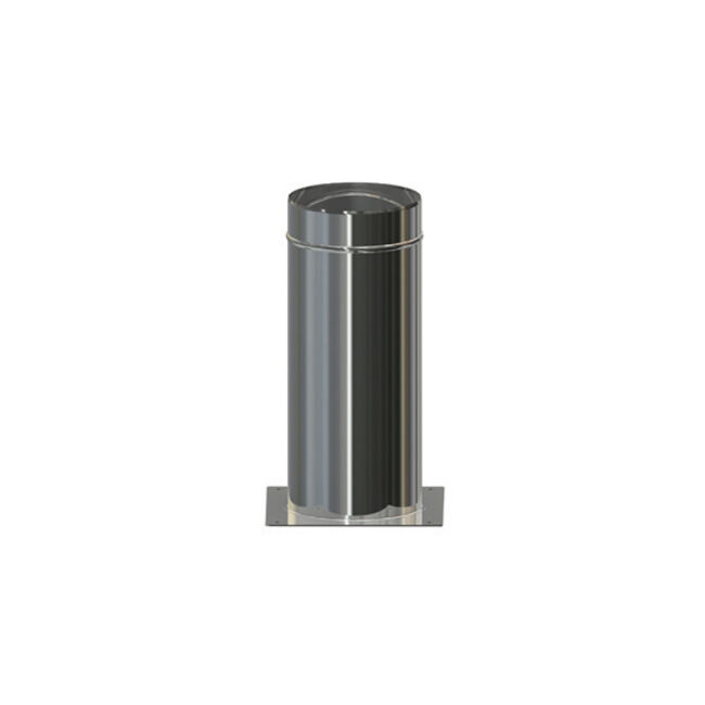 Edelstahlschornstein 0,6 Premium Standfuß 0,5m kürzbar inkl. Kaminfuß DW 400
