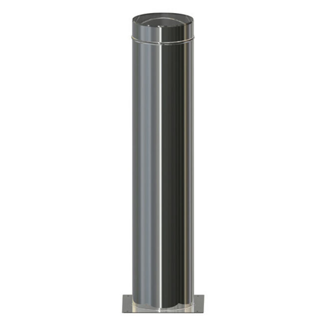 Edelstahlschornstein 0,6 Premium Standfuß 1,00m kürzbar inkl. Kaminfuß DW 500