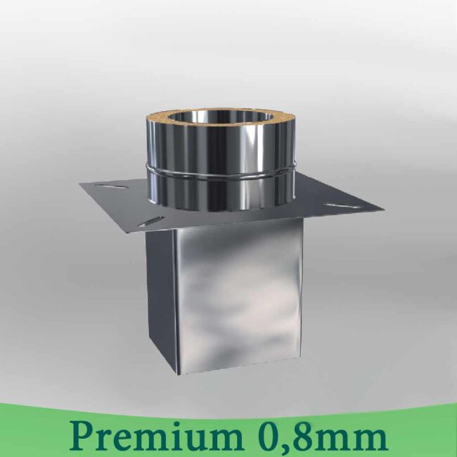 Edelstahlschornstein 0,8mm Premium Grundplatte für Kaminerhöhung, eckig DW 130