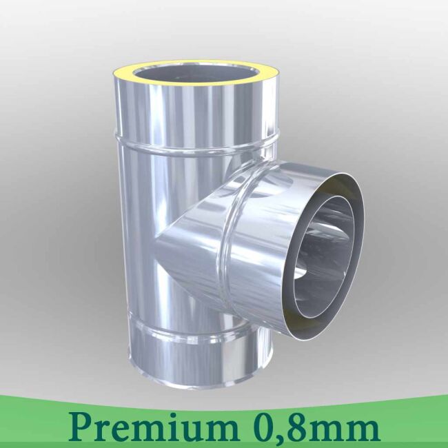 Edelstahlschornstein 0,8mm Premium T-Anschluss 90° DW 80