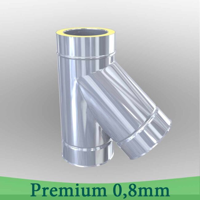 Edelstahlschornstein 0,8mm Premium T-Anschluss 45° DW 113