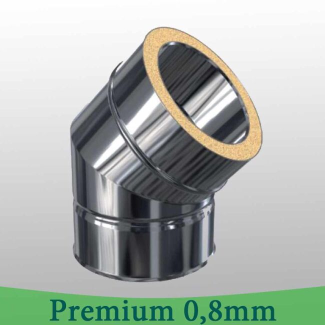 Edelstahlschornstein 0,8mm Premium Winkel 45° DW 80
