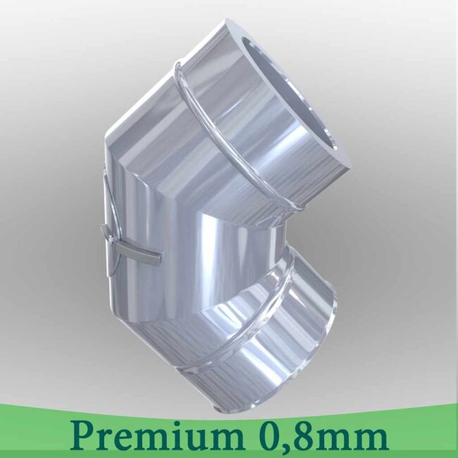 Edelstahlschornstein 0,8mm Premium Winkel 90° mit Revision DW 80