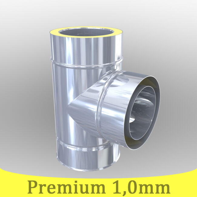 Edelstahlschornstein 1,0mm Premium T-Anschluss 90° DW 80