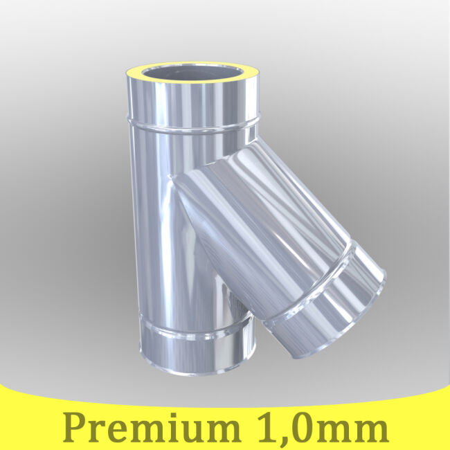 Edelstahlschornstein 1,0mm Premium T-Anschluss 45° DW 250