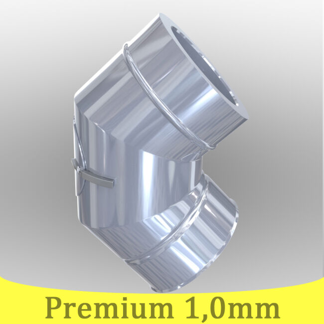 Edelstahlschornstein 1,0mm Premium Winkel 90° mit Revision DW 80