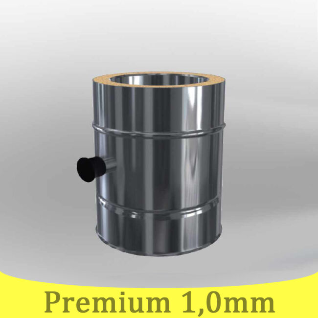 Edelstahlschornstein 1,0mm Premium Längenelement 250 mm mit Messstutzen 1/2