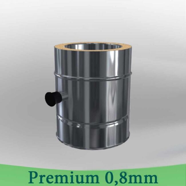 Edelstahlschornstein 0,8mm Premium Längenelement 250 mm mit Messstutzen 1/2