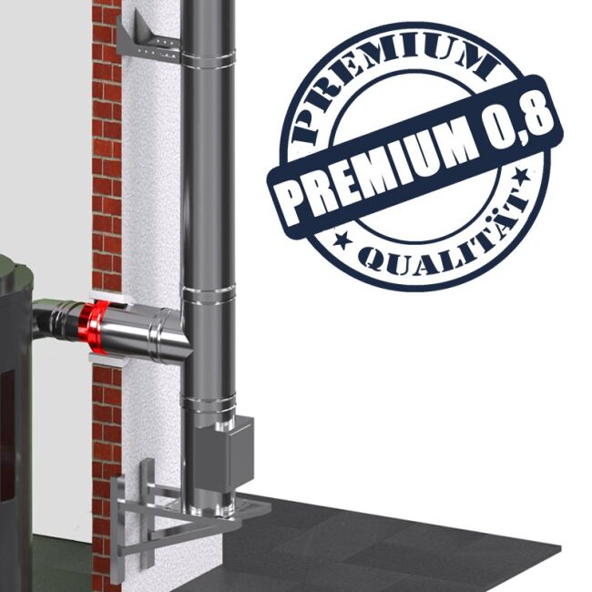 Edelstahlschornstein 0,8mm Premium Übergang DW Endstück EW DW 80
