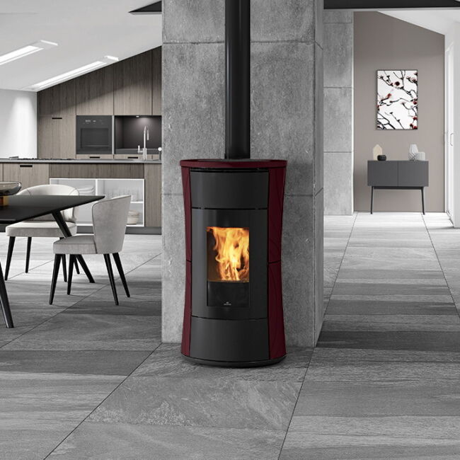Edilkamin Pelletofen Cherie 11 Evo Air Tight C (RLU) Keramik bordeaux