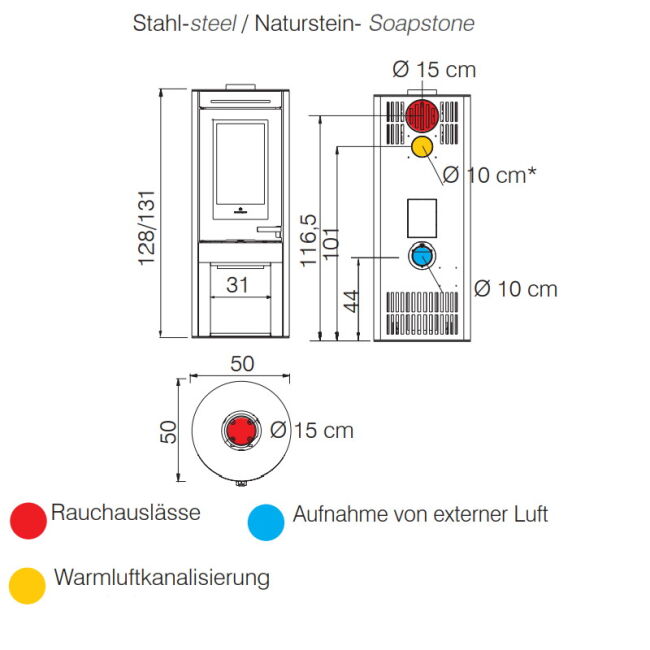 Edilkamin Kaminofen Tally Evo, 8,1 kW Stahl schwarz