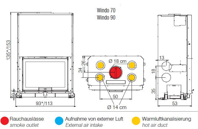 Edilkamin Holz-Kamineinsatz Windo 90 Feuerraum weiß