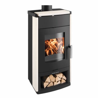 Haas+Sohn Kaminofen Home MONTEGROTTO-II mit Holzfach Stein Whiterock 0330515150000